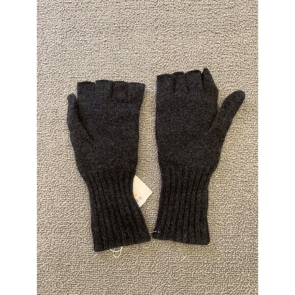 Carolina Amato Women One Size Black Cashmere Gloves Fingerless Mittens - Picture 1 of 4